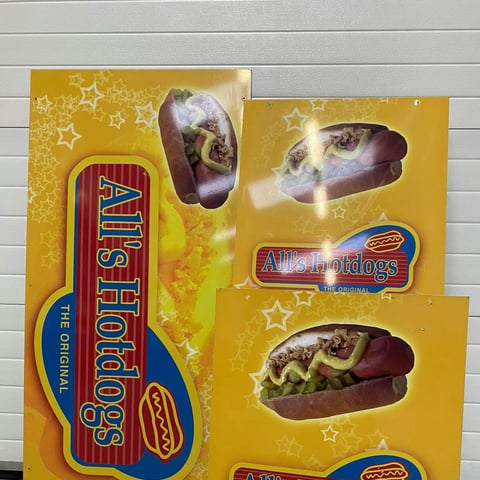 Set van 3 All's Hotdogs panelen uit Duitse verkoopwagen, foto 3
