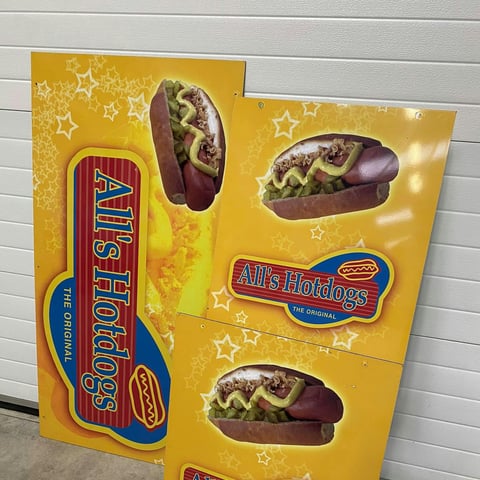 Set van 3 All's Hotdogs panelen uit Duitse verkoopwagen, foto 2